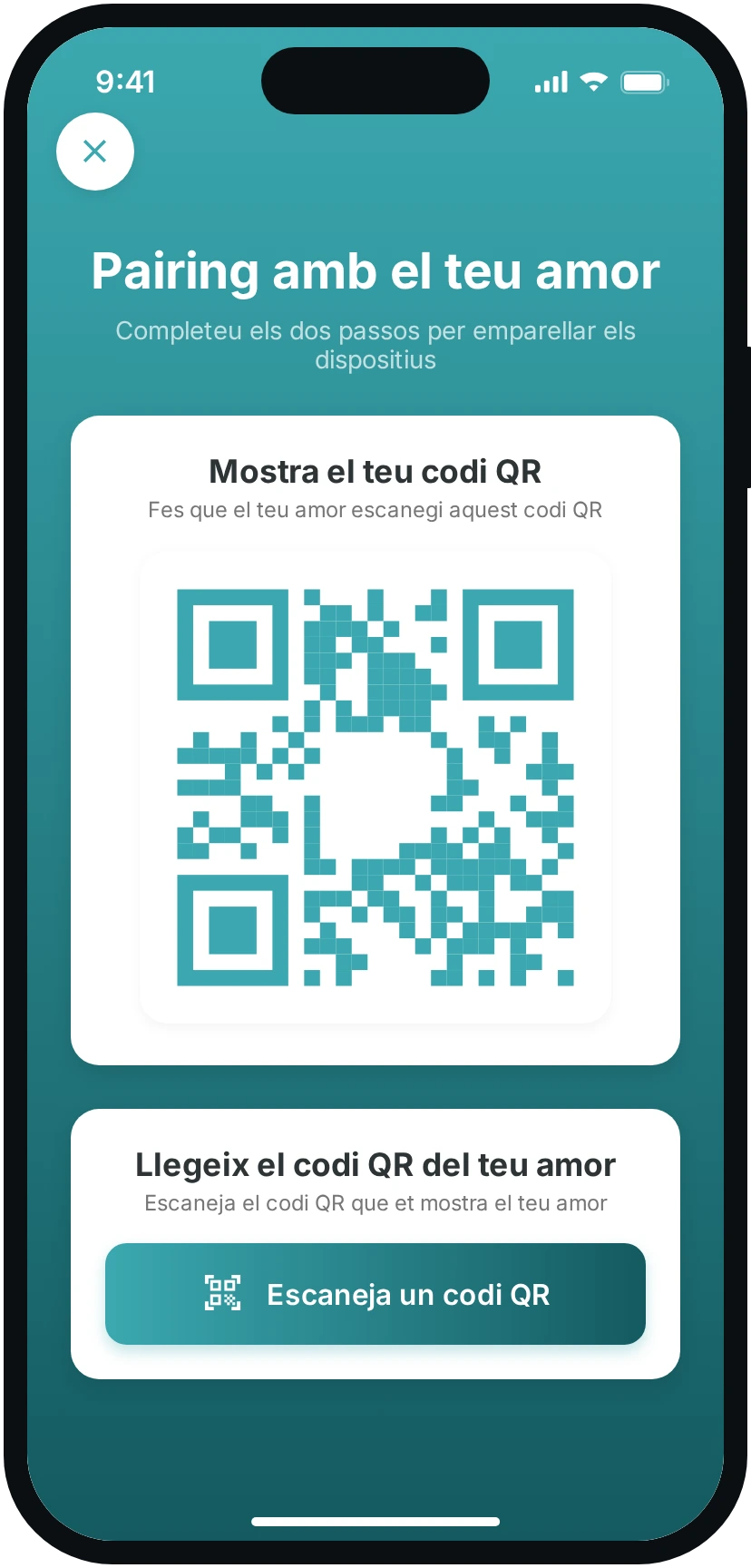 El mòbil que mostra el seu propi codi QR.