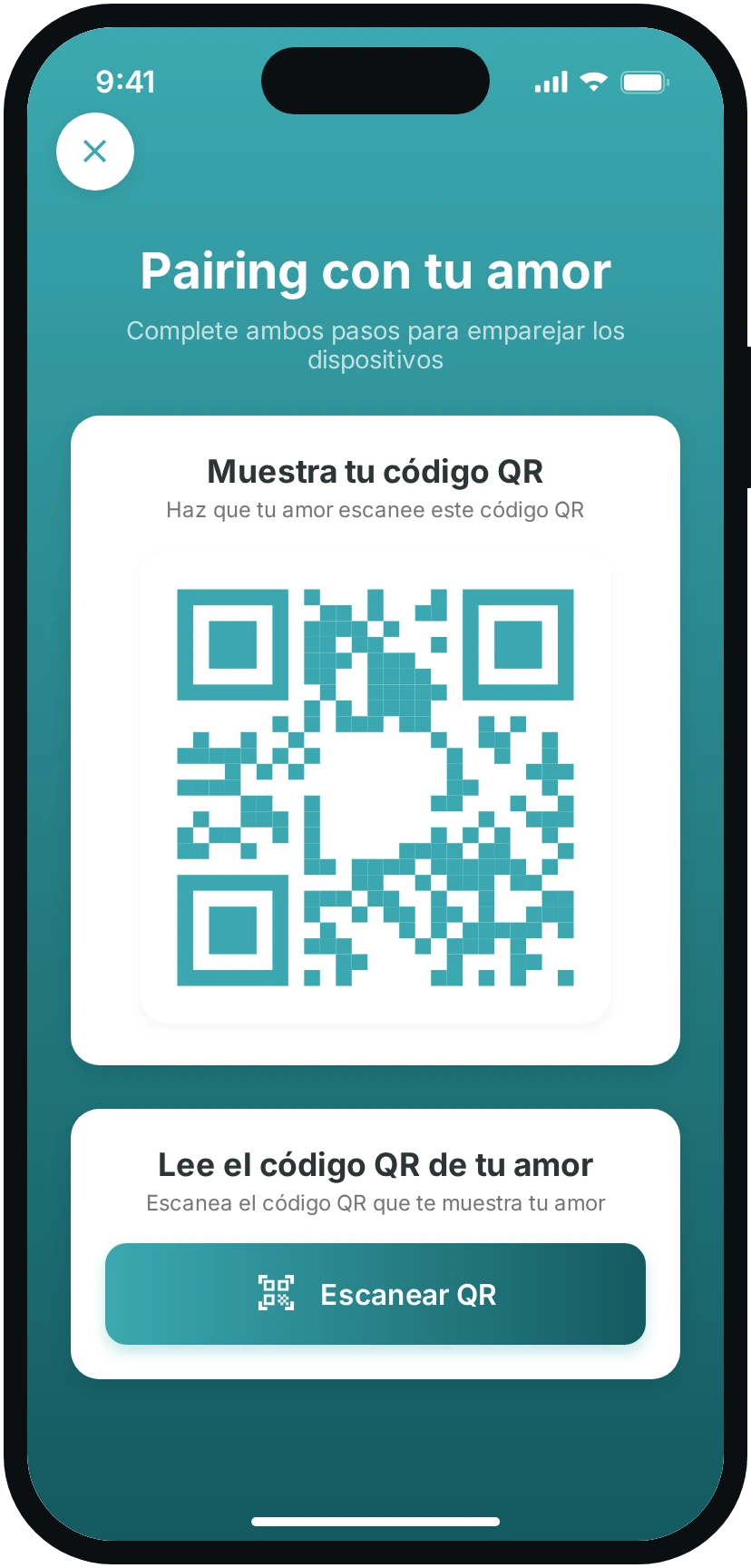 El móvil que muestra su propio código QR.