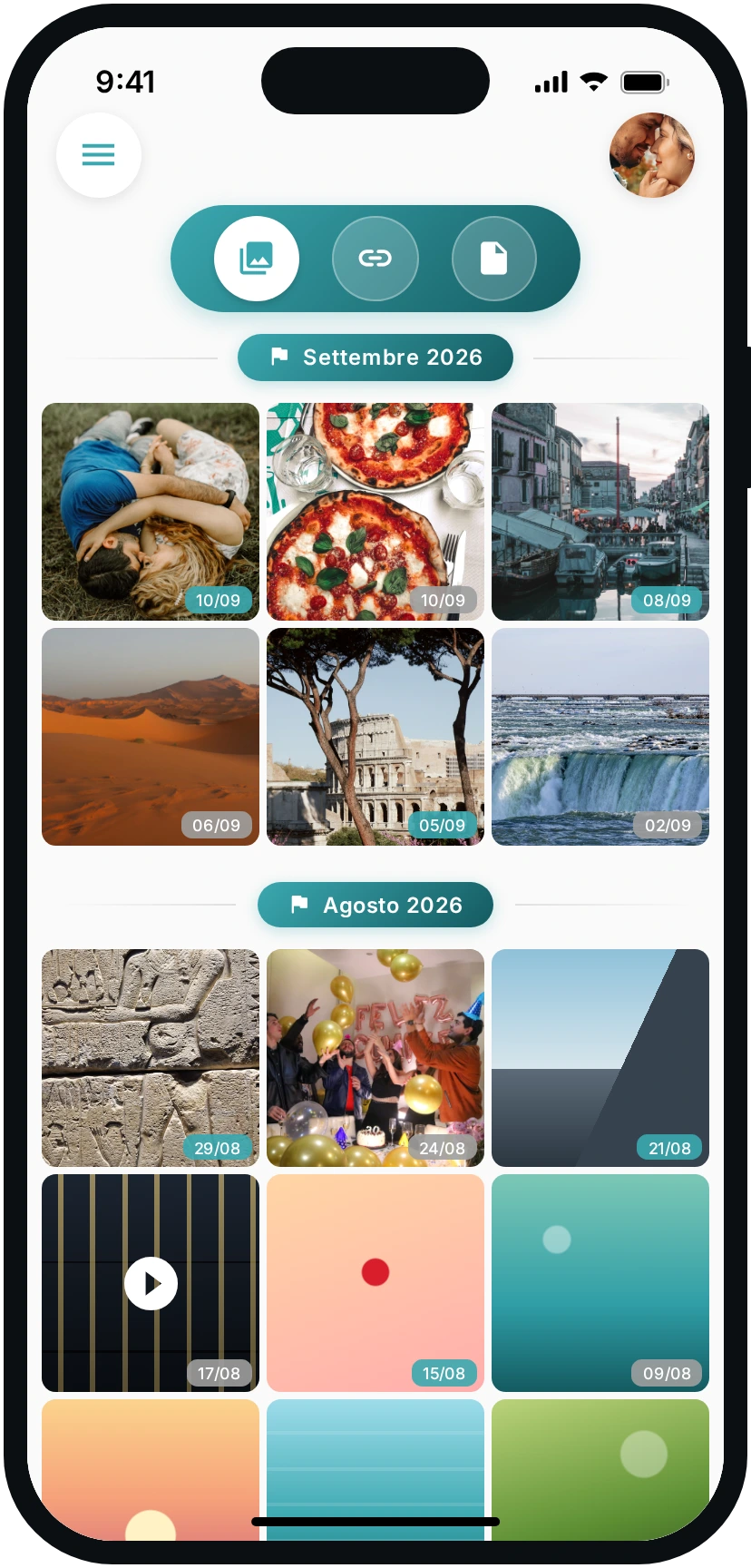 La galleria di Tuijo con le foto raccolte per mese.
